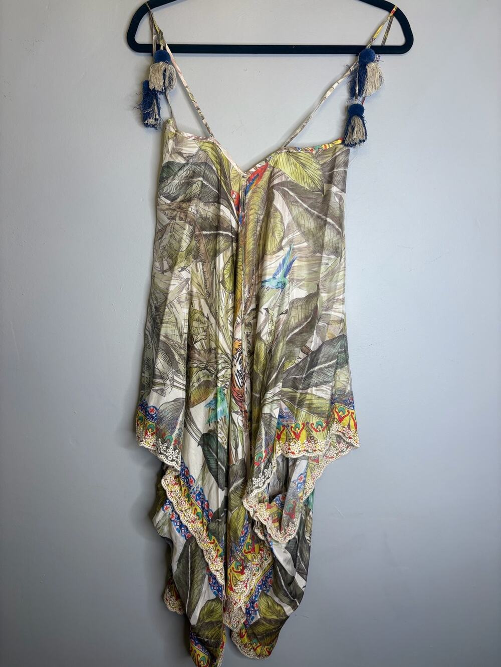 Johnny Was Silk Tassel Handkerchief Dress One Size Boho Festival Floral Print